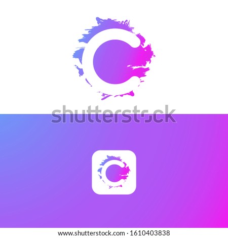 C Artistic Brush Letter Logo Design in gradient Colorful Vector Illustration