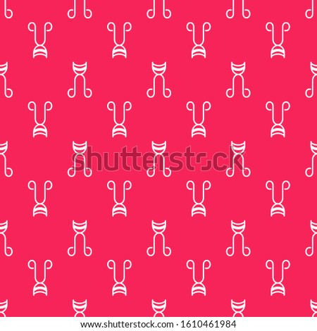 White line Eyelash curler icon isolated seamless pattern on red background. Makeup tool sign.  Vector Illustration