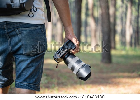 Landscape Photography, Photographer Ready to Take Landscape Pictures on the pine forest.