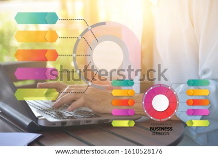 Businessman use computer notebook working by internet technology info graphic business design