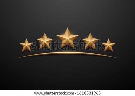 Five gold stars on black background