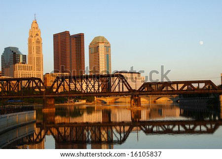 Reflections of Columbus, Ohio with Full Moon