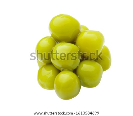 pile of green peas isolated on white