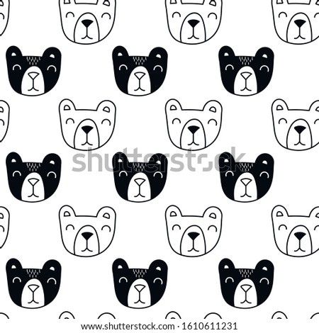 
Scandinavian style bear pattern. Vector illustration for children.