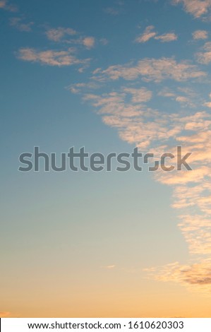 Golden sky at sunset in winter
