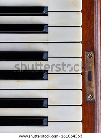 Piano keys of an old German piano