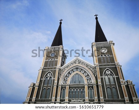 Beuatiful church with blue sky background.