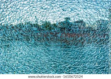 Background of a broken blue glass