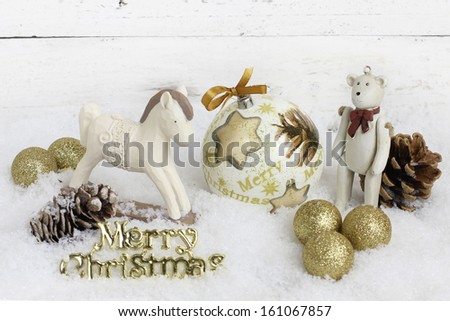 Christmas decoration over wooden background 
