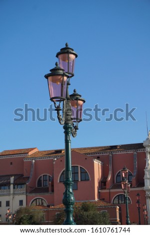 A turned off streetlamp in Venice.