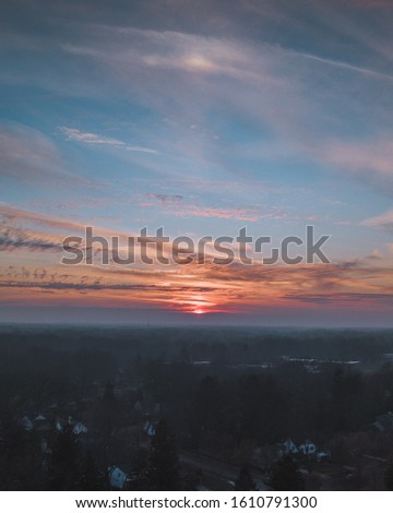 Sunset over avon ohio drone