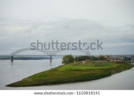 Muddy island in Mississippi river at Memphis, State of Tennessee