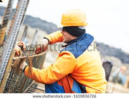 construction worker making reinforcement for concrete work Royalty-Free Stock Photo #1610836726