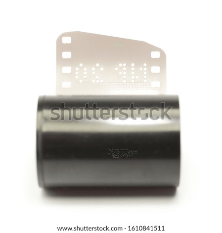 Old camera film on isolated white background.