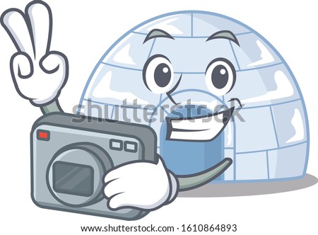 Cool Photographer igloo character with a camera