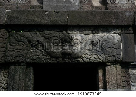 Buddhist Stone Relief at Sambisari Temple  Yogyakarta Indonesia
