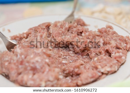 minced pork meat closeup. minced meat background. texture