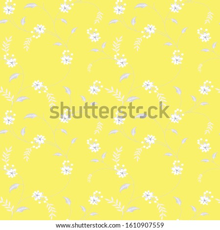 semless small vector flower design pattern on yello  background