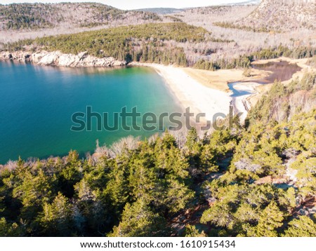 A shore line with dense foliage Royalty-Free Stock Photo #1610915434