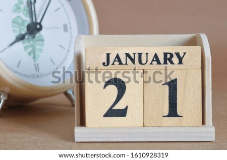 January 21, Cover design with clock in natural concept.