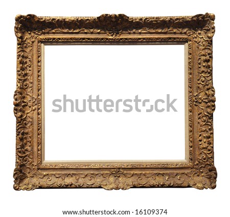 Vintage ornamental gold frame isolated over a white background