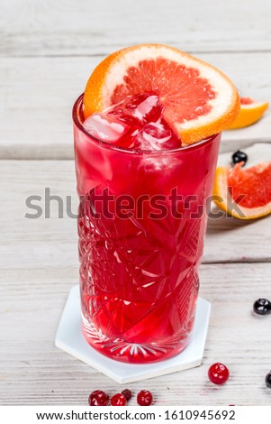 Grapefruit lemonade in a glass transparent glass
