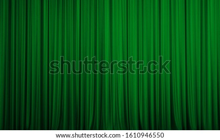 Velvet green curtain in the theater