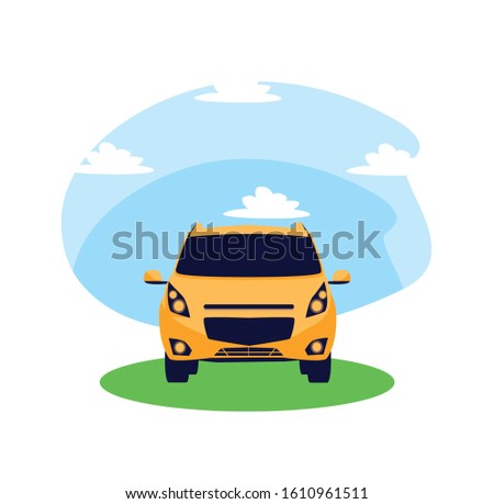 Car and clouds design, Vehicle automobile auto transportation transport wheel automotive and speed theme Vector illustration