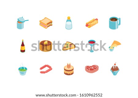 Icon set design, Eat food restaurant menu dinner lunch cooking and meal theme Vector illustration