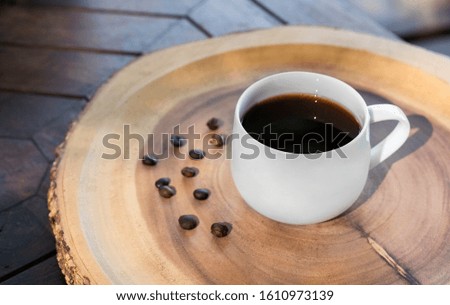 Coffee and coffee beans on the table