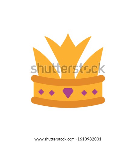 King purple and gold crown design, Prince royal luxury jewelry kingdom insignia emperor authority and coronation theme Vector illustration