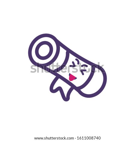 Diplom cartoon design, Kawaii school expression cute character funny and emoticon theme Vector illustration