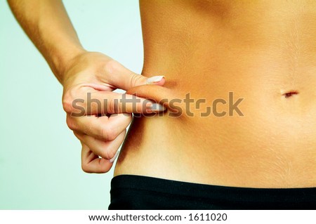 Woman's Fingers Touching her body parts Royalty-Free Stock Photo #1611020