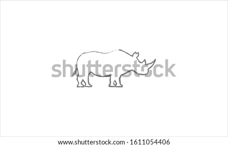 Rhino hand drawn Logo Design vector logo Concept Template