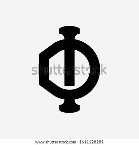 monogram logo letter DI or ID vintage look, sporty, interlock, on white background