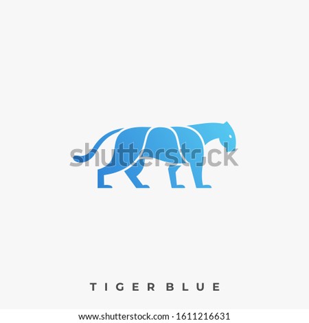 Tiger Walking Illustration Vector Template. Suitable for Creative Industry, Multimedia, entertainment, Educations, Shop, and any related business