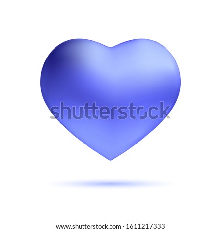 Blue heart. 3D love symbol isolated on white background. Element for congratulatory composition. Vector illustration.