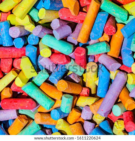 pattern of many mixed colorful chalk pieces
