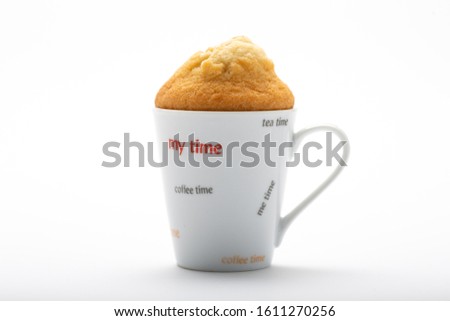 Breakfast cupcake on white background