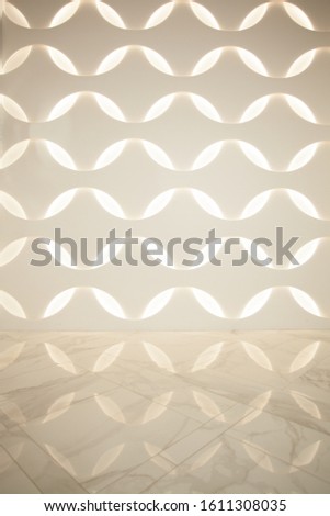Perfect interior background with abstract light wall and marble tiles