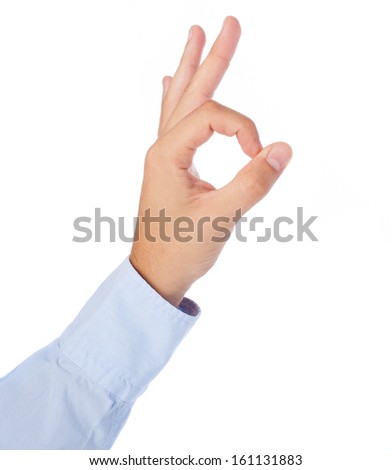 hand doing ok symbol on a white background