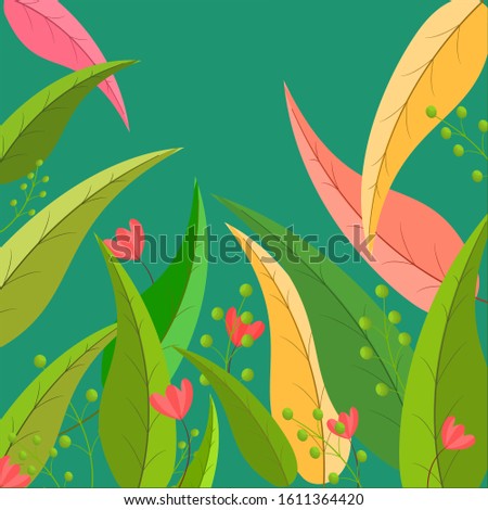 Outdoor tropical plant with flowers in summer abstract background art design vector illustration modern style 