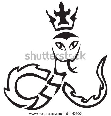 Vector tribal pattern. A snake with a crown