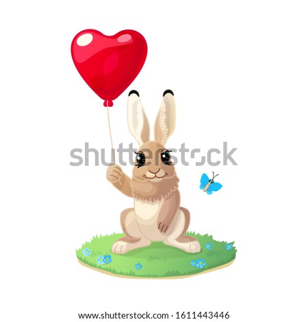 vector cute cartoon animal clipart. Happy hare