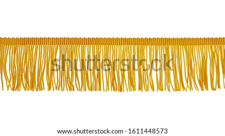 The fringe is yellow. Isolated on a white background. Decor, design, decoration, texture. Royalty-Free Stock Photo #1611448573