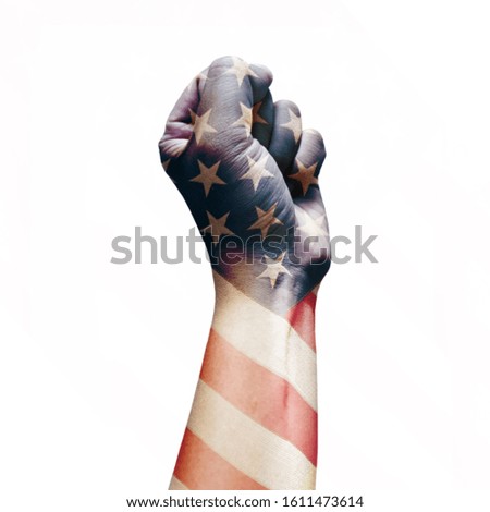 Flags written on hands america