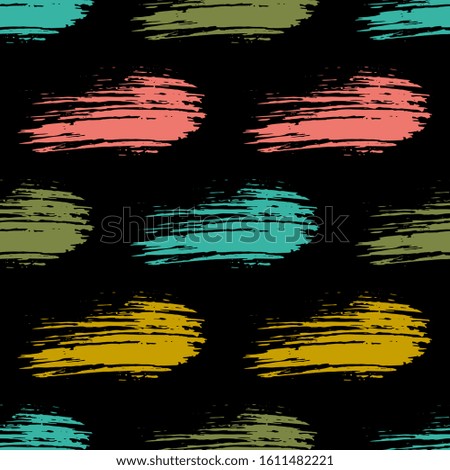 Black and pink brush strokes on blue background. Modern seamless pattern. Grunge, sketch, watercolor, graffiti, paint. Modern trendy design