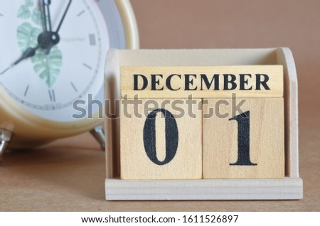 December 1, Cover design with clock in natural concept.