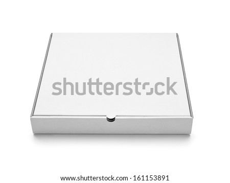 close up of  a white pizza box template on white background Royalty-Free Stock Photo #161153891
