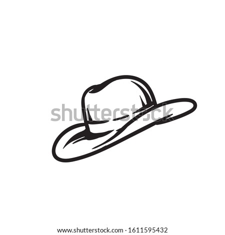 Cowboy hat, stetson hat, straw hat, somberero vector icon